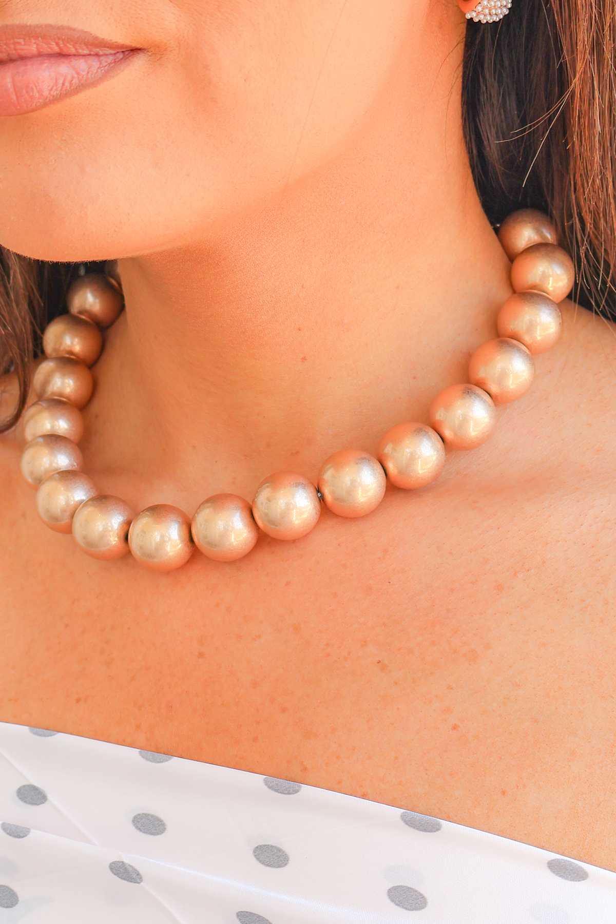 Living Out Loud Brushed Gold Large Beaded Necklace-ACC NECKLACE