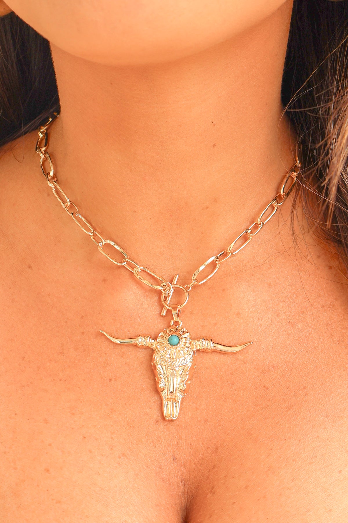 County Line Antique Bull Head Chain Necklace-ACC NECKLACE