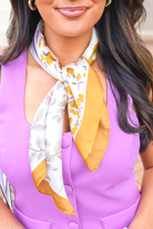 Floral printed silky scarf