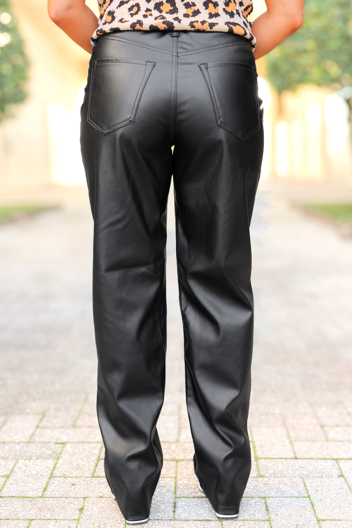 Heard You Talking Pleather Straight Leg Pants-PANT LONG OTHER