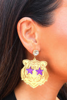 Leave Your Mark Star Eyed Tiger Face Earrings by Louie Love