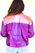 Throw Me Something Metallic Front Pocket Jacket in Purple-TOP WINTER JACKET