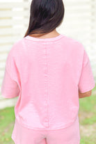 Wish You Would Exposed Seam Oversized Pocket Tee Size M-TOP S/S SOLID