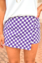 No One Compares Checkered Mini Skort in Purple