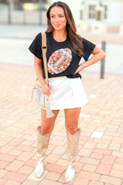 Flower Football Tee by Queen of Sparkles in Black-TOP S/S PRINT