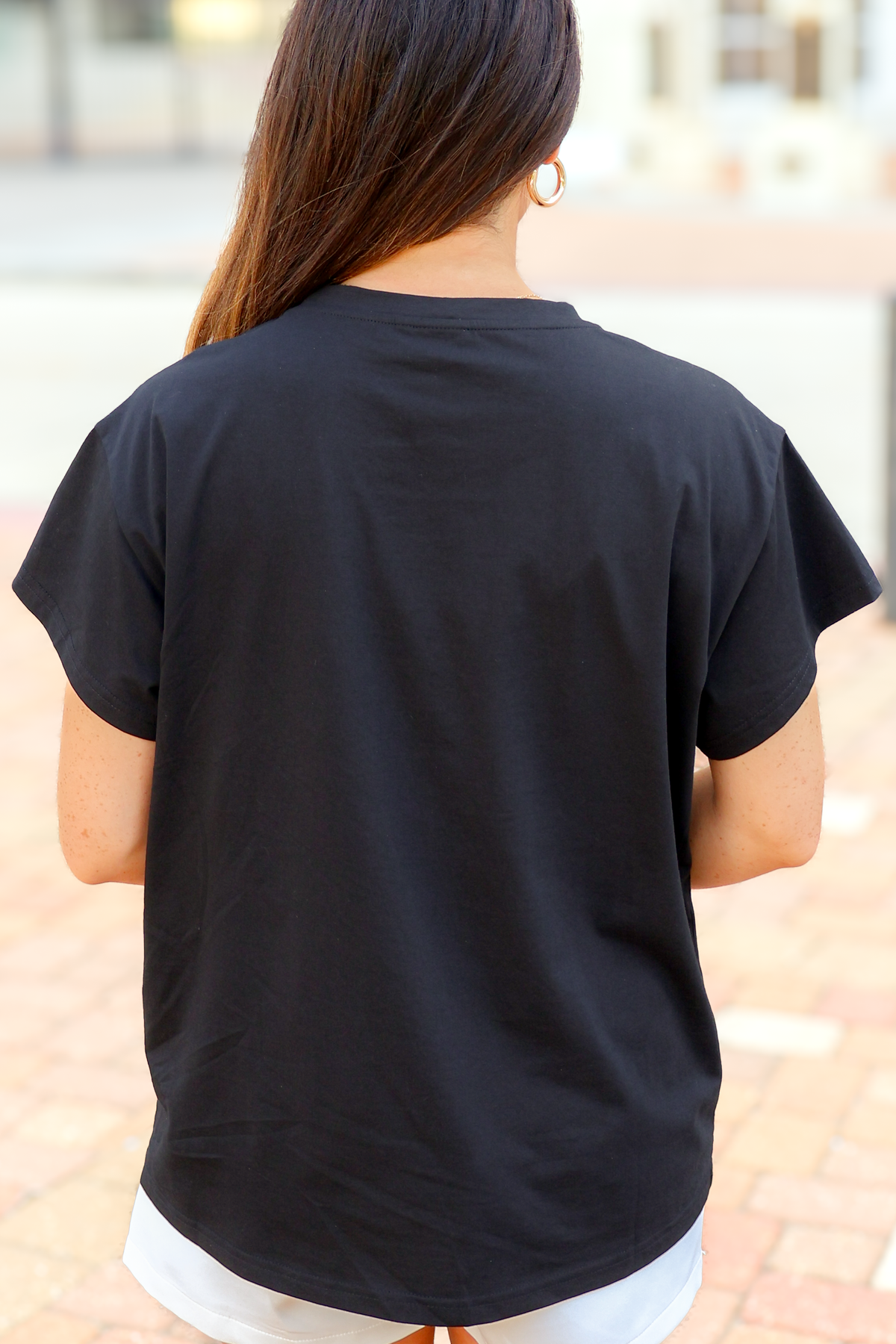 Flower Football Tee by Queen of Sparkles in Black-TOP S/S PRINT