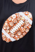 Flower Football Tee by Queen of Sparkles in Black-TOP S/S PRINT