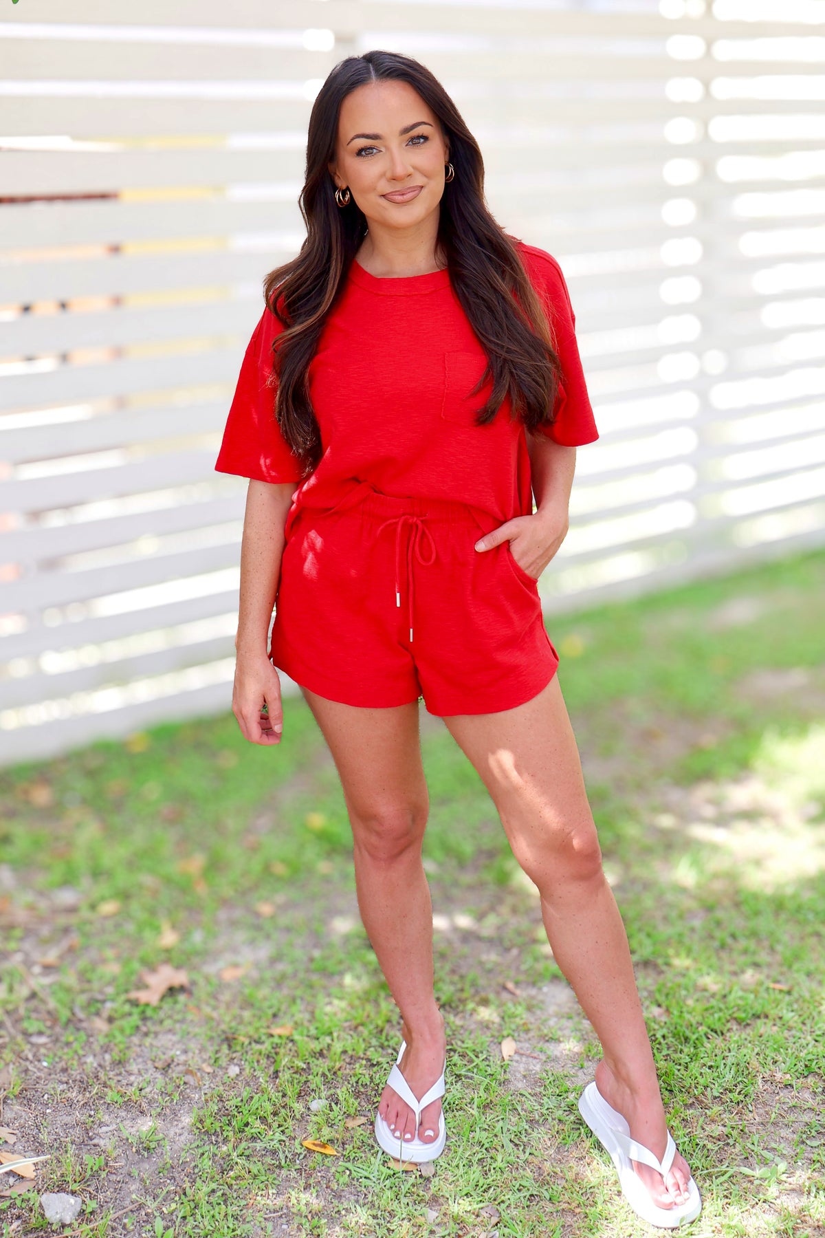 Wish You Would Exposed Seam Oversized Pocket Tee Size M-TOP S/S SOLID