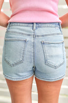 The Simple Things Embroidered Detail Denim Shorts Size L-PANT SHORT