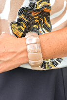 Here to Stay Marbled Stretch Bracelet in Beige