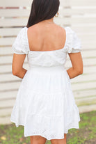 My One and Only Eyelet Puff Sleeve Mini Dress-DRESS CASUAL SOLID