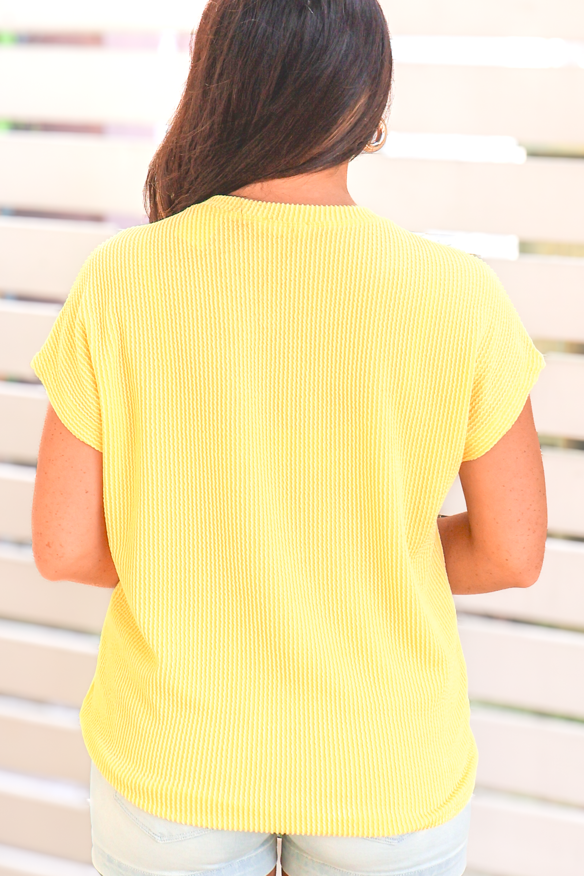 Quiet Skies Textured Pocket Front Top-TOP S/S SOLID