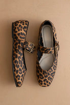 Leopard print Mary Jane flat with buckle strap