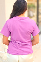 Heather lilac glitter tiger graphic tee, back view