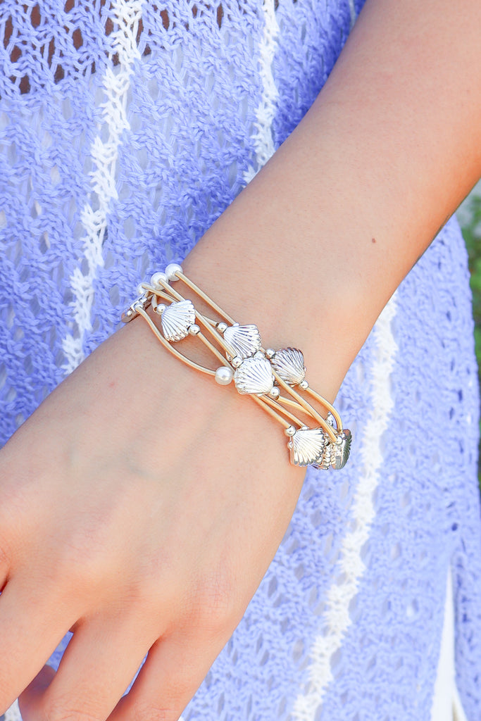 seashell coil bracelet set