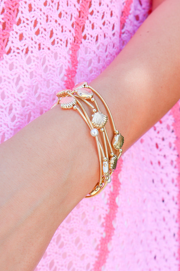 seashell coil bracelet set