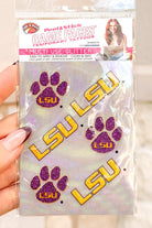 Gamefaces LSU Tiger Paw Glitter Tattoos package