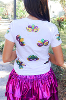 Mardi Gras Mask Sequin Tee by Sparkle City Size 3XL-TOP S/S PRINT