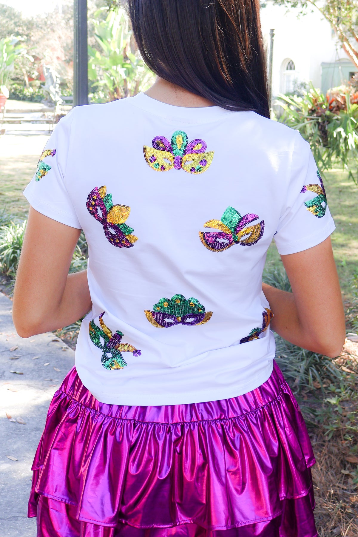 Mardi Gras Mask Sequin Tee by Sparkle City Size 3XL-TOP S/S PRINT