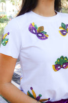 Mardi Gras Mask Sequin Tee by Sparkle City Size 3XL-TOP S/S PRINT