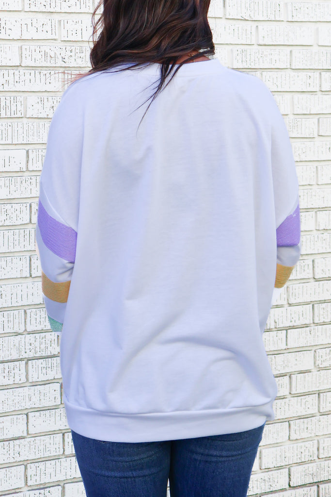 back of sequin striped sweater