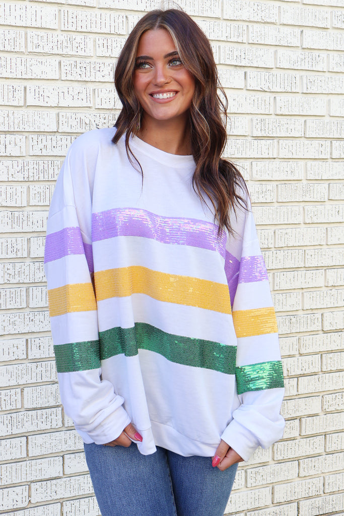 sequin striped sweater