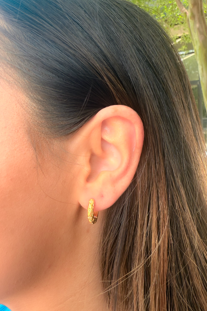 Mini Star Engraved Hoop Earrings