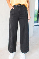 braided band straight leg jeans in black