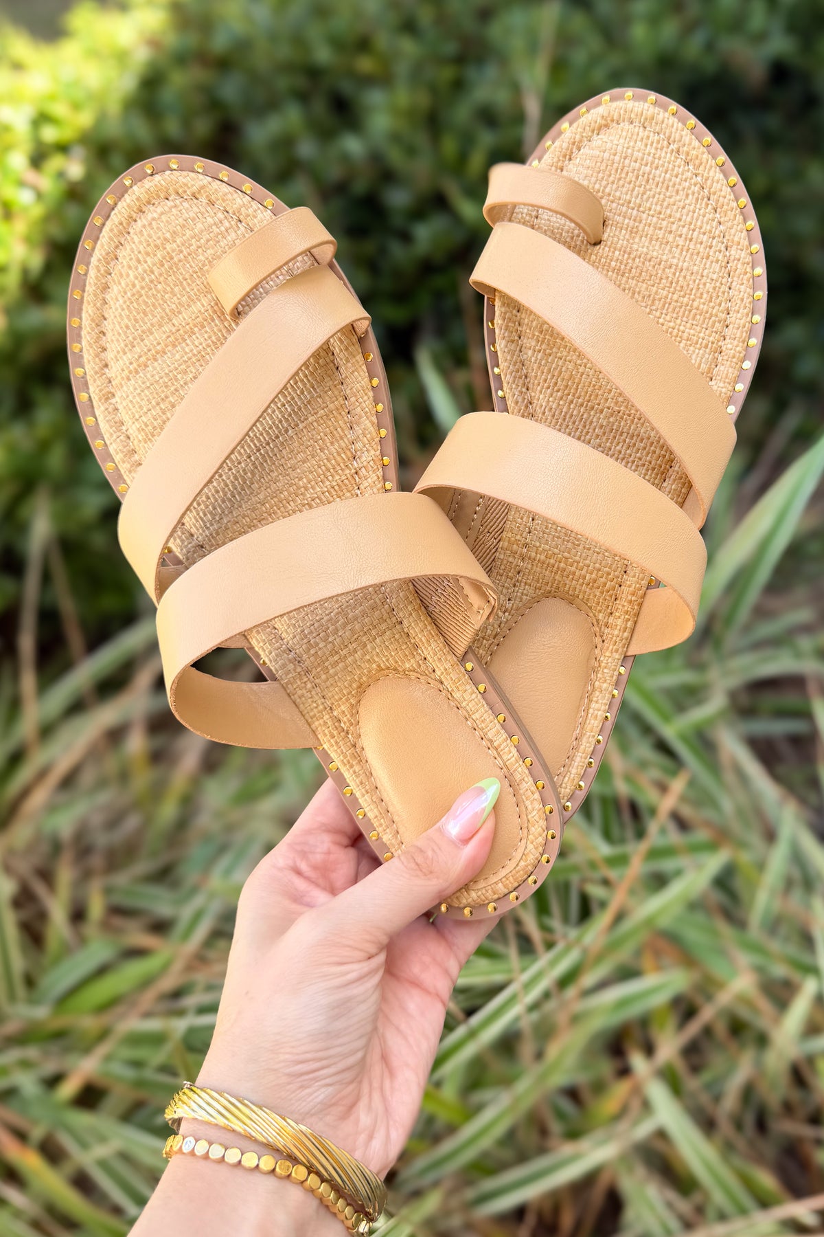 New Days Ahead Toe Loop Sandal in Natural-SHOE FLAT