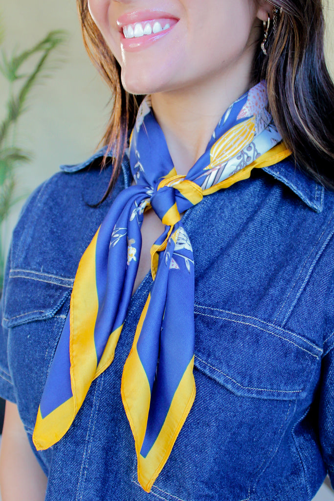 seashell print satin scarf