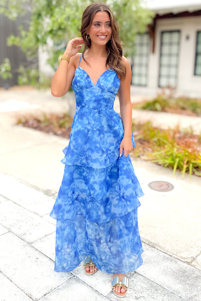 blue floral dress