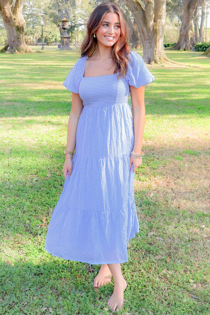 puff sleeve midi dress