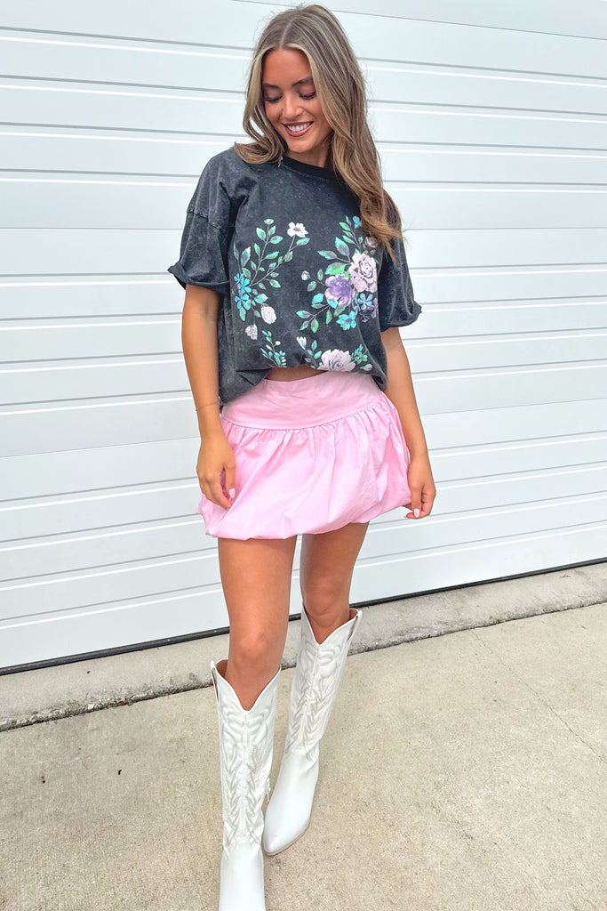 floral graphic tee in black
