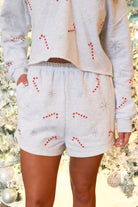 Candy Canes & Snowflakes Shorts by Queen Of Sparkles Size M-PANT SHORT
