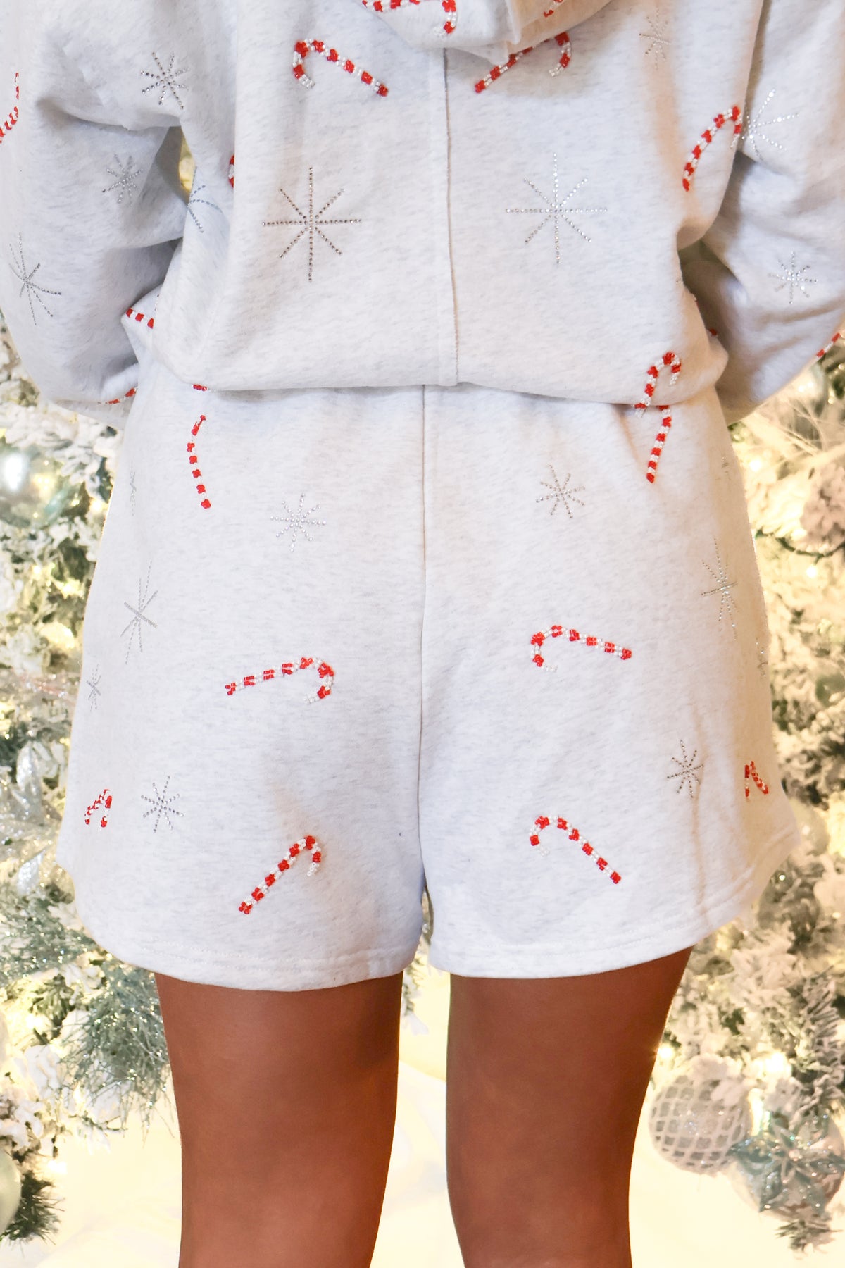 Candy Canes & Snowflakes Shorts by Queen Of Sparkles Size M-PANT SHORT