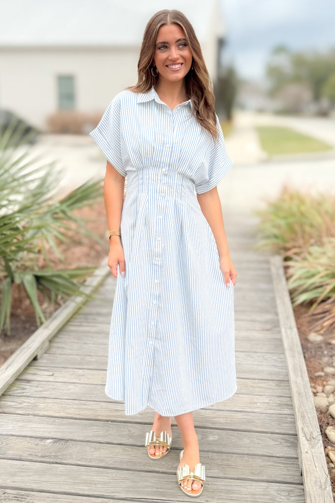 striped midi dress