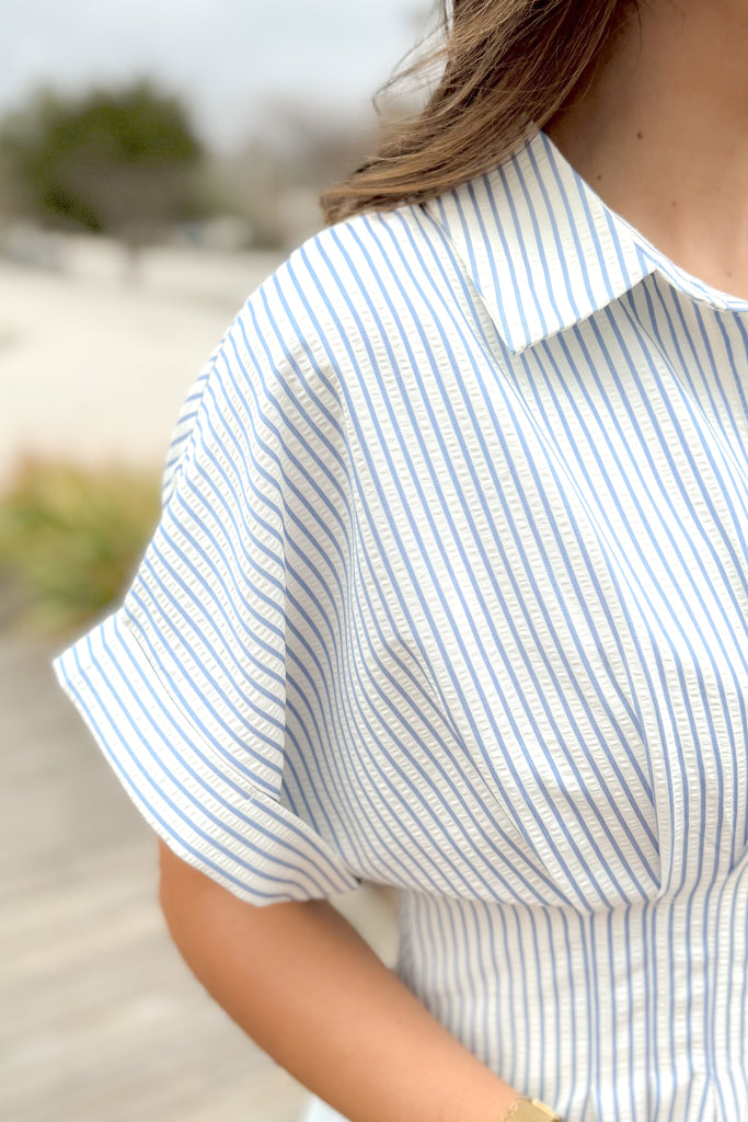 striped collared dress