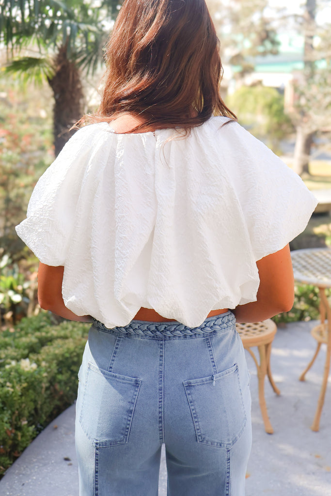 back of bubble hem top