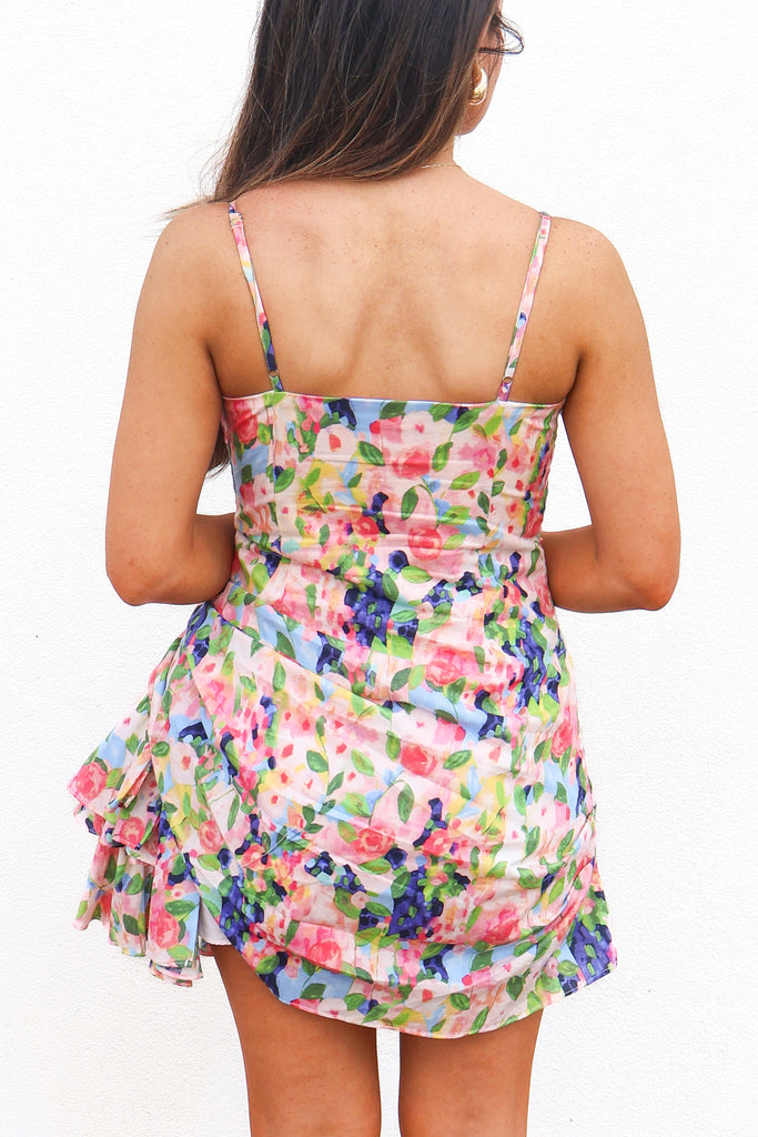 back of ruffle mini dress