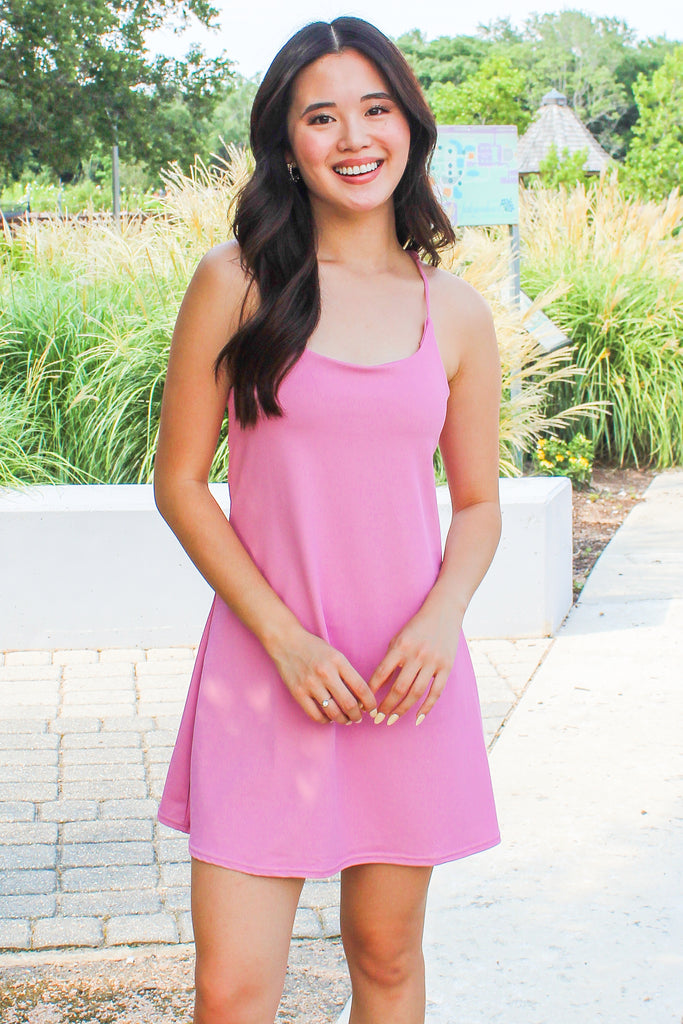 mauve cross back athletic tennis dress