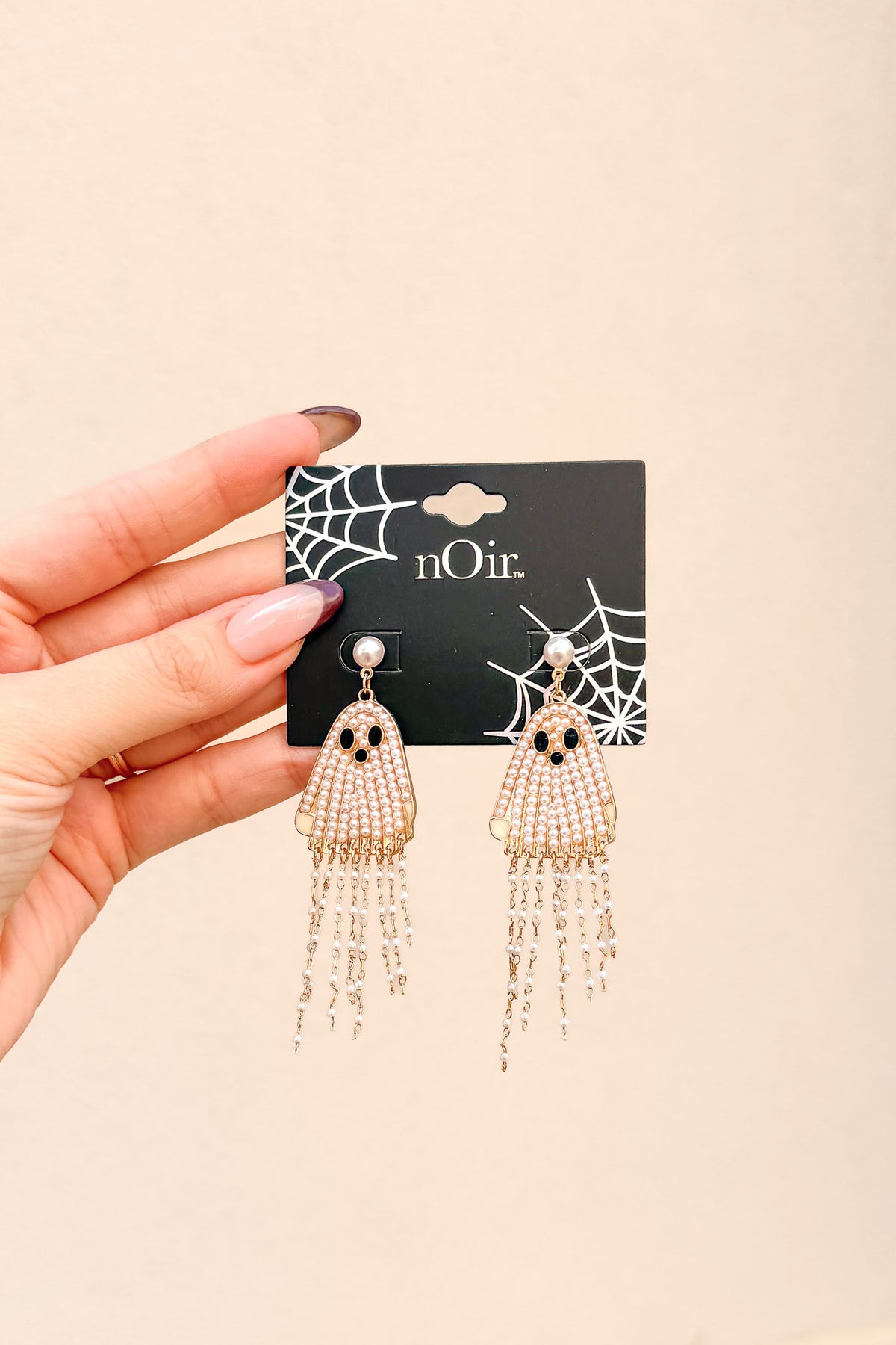 Ghost Pearl Fringe Dangle Earrings in Pearl