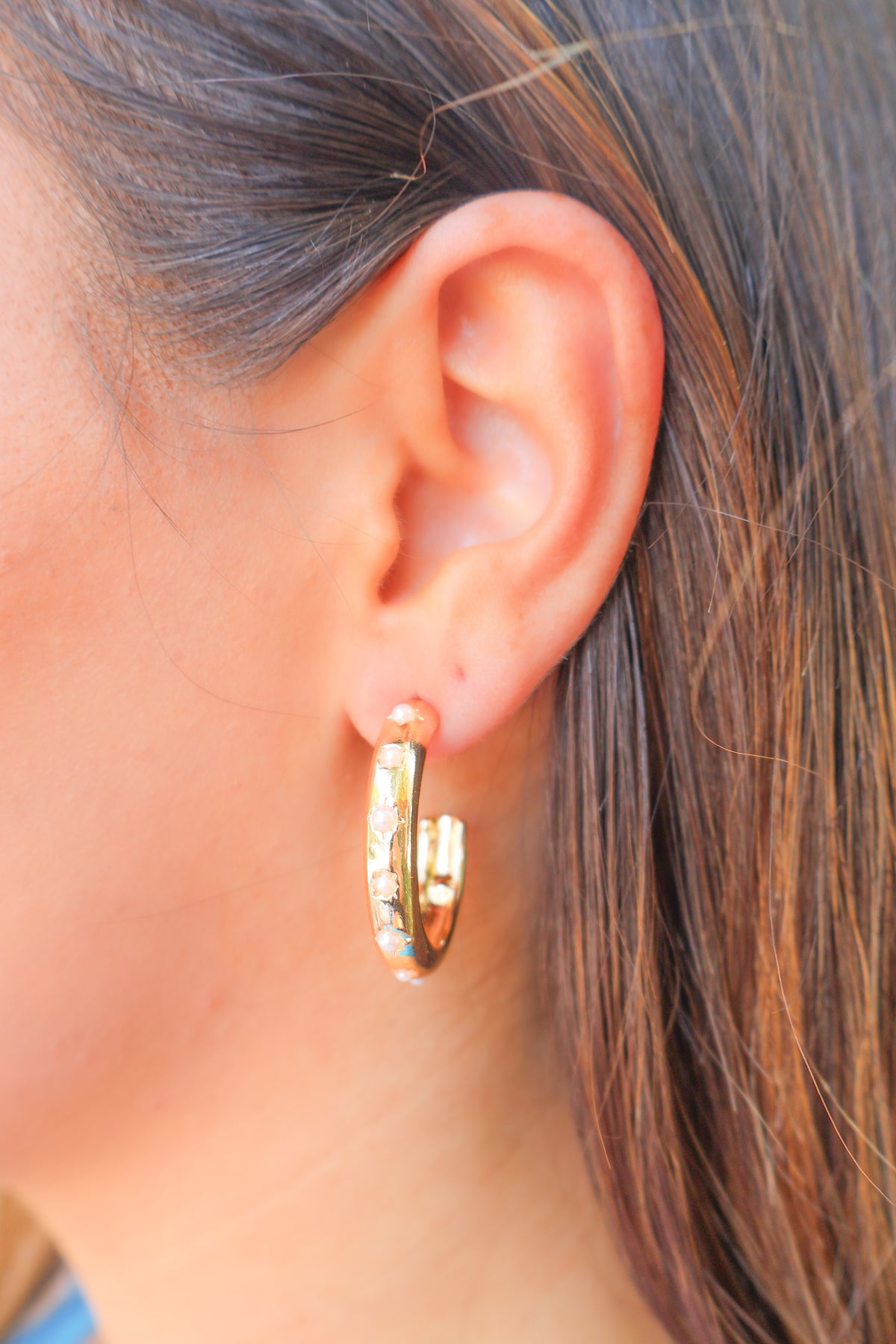 Effortless Charm Pearl Lined Hoop Earrings-ACC EARRING