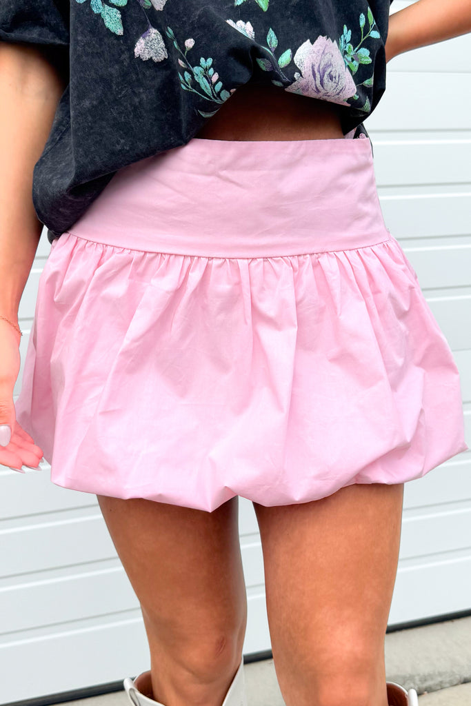 pink bubble hem skirt