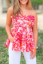 Captivating Style Ruffled Tank Top-TOP TANK PRINT