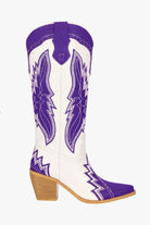 Weekender Western Boot in Purple/White with butterfly embroidery