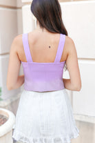 Lavender button front tank top, view 3