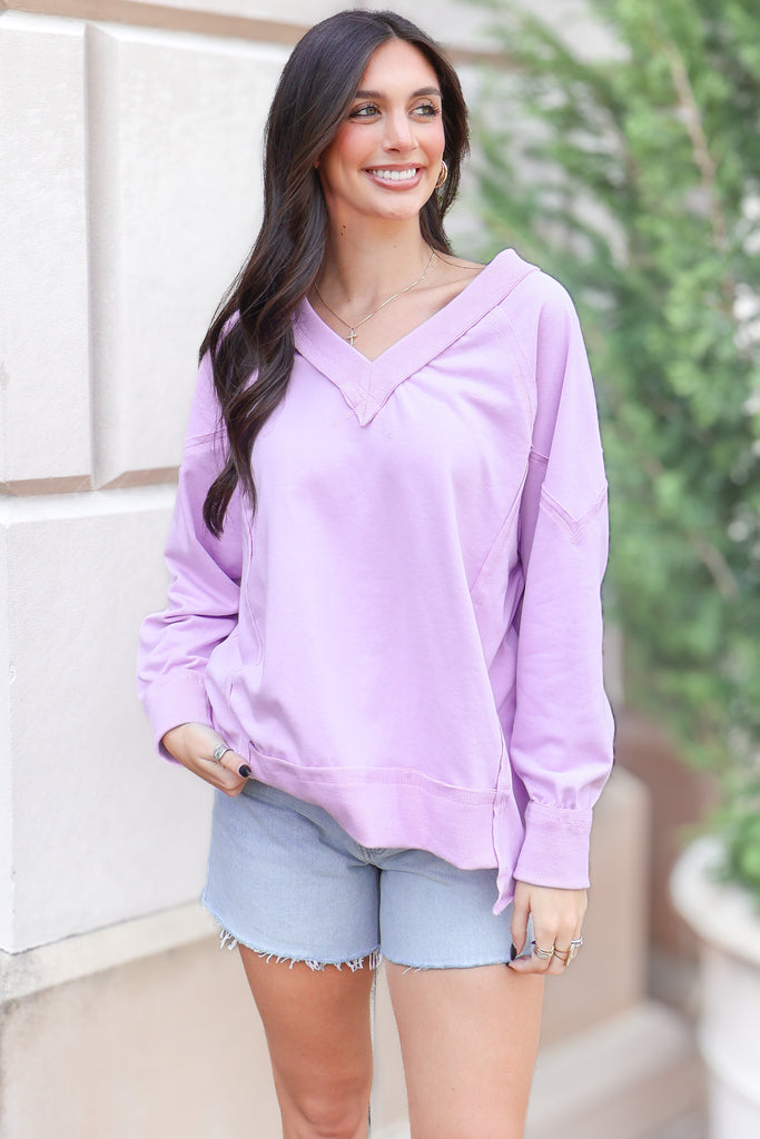 v neck loose sweatshirt