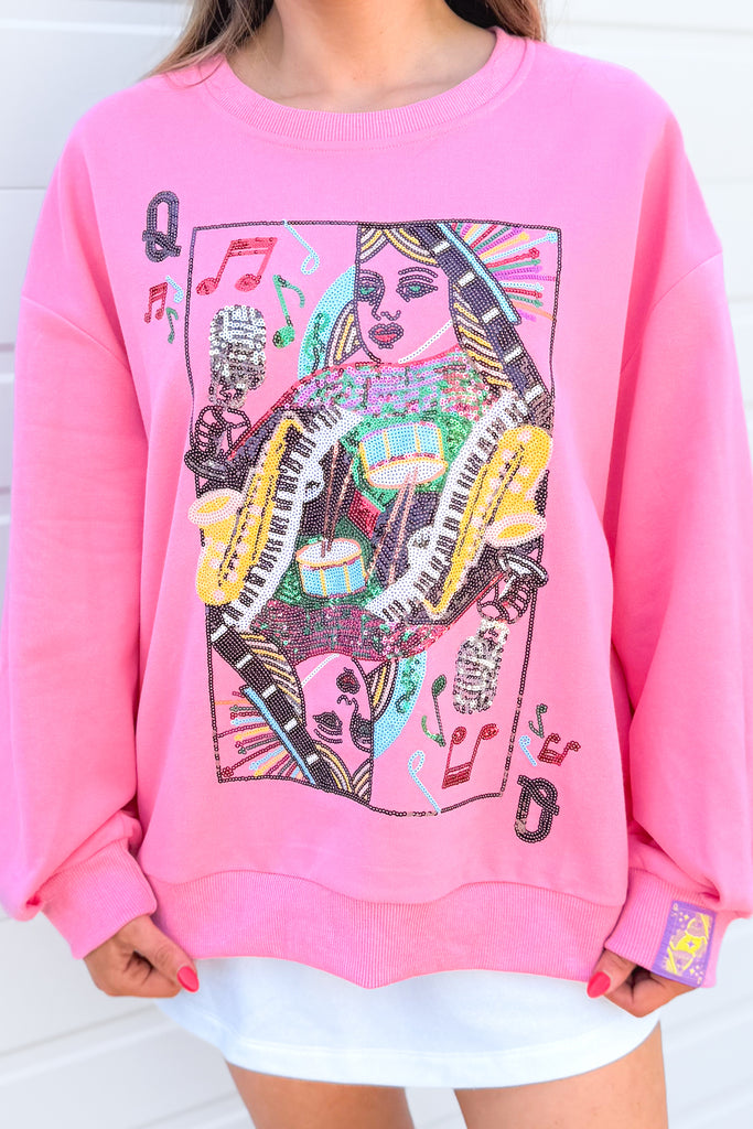 queen of sparkles music note sequin sweatshirt