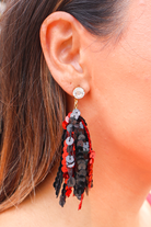 Flirty Flare Tassel Earrings in Red/Black by Taylor Shaye