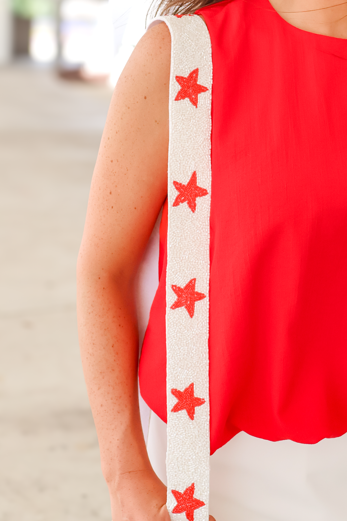 Player of the Game Beaded Bag Strap in Red/White-HANDBAG STRAP